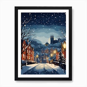 Winter Travel Night Illustration Edinburgh Scotland 7 Art Print