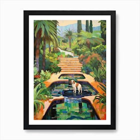 Painting Of A Dog In Alhambra Garden, Spain In The Style Of Matisse 01 Art Print