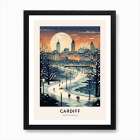 Winter Night  Travel Poster Cardiff United Kingdom 3 Art Print
