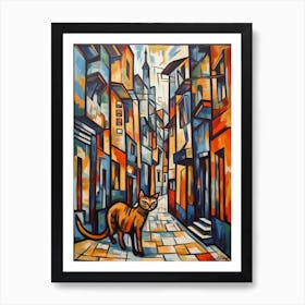 Painting Of Buenos Aires With A Cat In The Style Of Cubism, Picasso Style 4 Art Print
