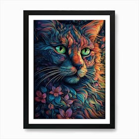 Psychedelic Cat 5 Art Print