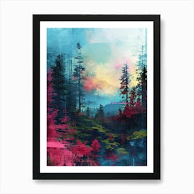 Abstract Forest | Pixel Art Series Art Print