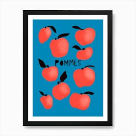 Pommes Blue Art Print