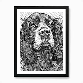 Boykin Spaniel Dog Line Art 4 Art Print