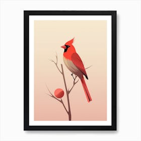 Minimalist Northern Cardinal 2 Illustration Art Print