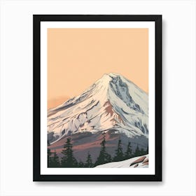 Mount Shasta Usa Color Line Drawing (5) Art Print