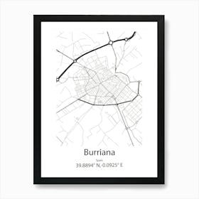 Burriana,Spain Minimalist Map Art Print