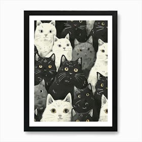 Perfectly Repeatable Artwork With Cute Cat Faces 81 Art Print