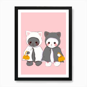 trick or treat - cute halloween cats Art Print