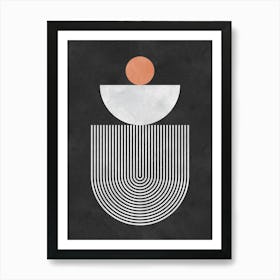 Lines and circles on black background 2 Art Print