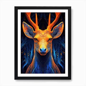 Glowing Neon Deer Art Print