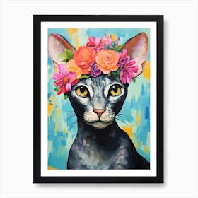 Cornish Rex Cat With A Flower Crown Painting Matisse Style 2 Art Print