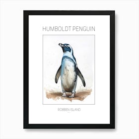 Humboldt Penguin Robben Island Watercolour Painting 2 Poster Art Print