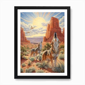 Wolf Pack Desert 3 Art Print
