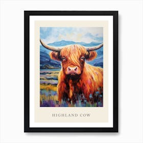 Colourful Impressionism Style Painting Of A Highland Cow Poster 4 Art Print