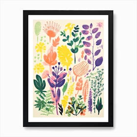 Colourful Botanical Risograph Style 42 Art Print