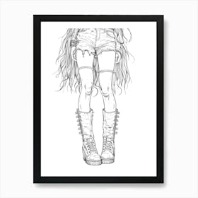 Mod Girl Black And White 19 Art Print