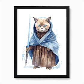 Burmese Cat As A Jedi 2 Art Print