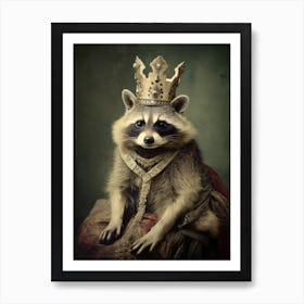 Vintage Portrait Of A Cozumel Raccoon Wearing A Crown 1 Art Print