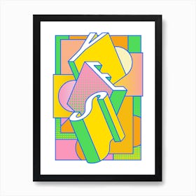 Yes typography in bold neon colours Art Print