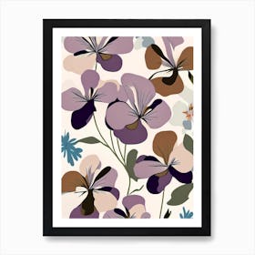 Wild Petunia Wildflower Modern Muted Colours 2 Art Print