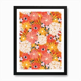 Into The Garden - Shimmering Mixed Summer Floral Heat Wave Art Print