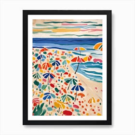 Umbrellas On The Beach Colorful Matisse Art Print