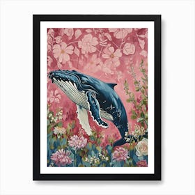 Floral Animal Painting Humpback Whale 4 Art Print