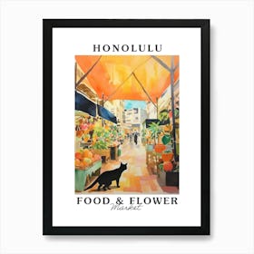 Food Market With Cats In Honolulu 4 Poster Art Print