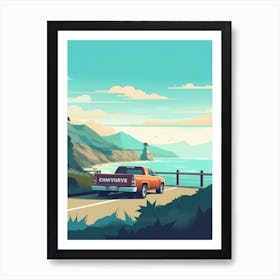 A Chevrolet Silverado In The Pacific Coast Highway Car Illustration 2 Art Print