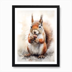 Squirrel With Nut Drawing Art Print