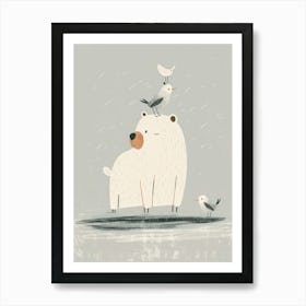 Polar Bear And Birds 3 Art Print