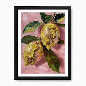 Disco Ball Big Lemons Mosaic Painting Kitchen Art Print