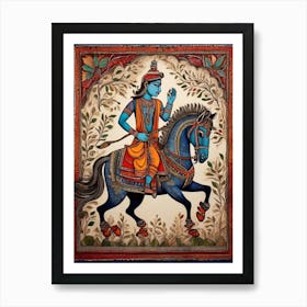 Default A Gracefully Galloping Man On A Majestic Horse Is Depi 0 Art Print