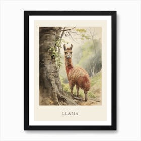 Beatrix Potter Inspired  Animal Watercolour Llama 4 Art Print