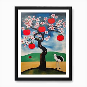 Apple Blossom With A Cat 2 Surreal Joan Miro Style  Art Print
