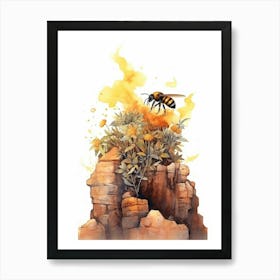 Mining Bee Beehive Watercolour Illustration 2 Art Print