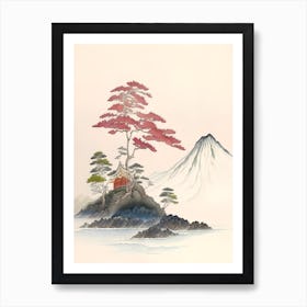 Vintage Japanese Landscape Painting Art Print