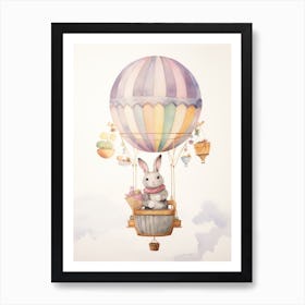 Baby Rabbit 2 In A Hot Air Balloon Art Print