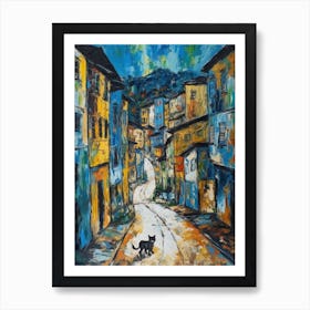 Painting Of Rio De Janeiro With A Cat In The Style Of Expressionism 2 Art Print
