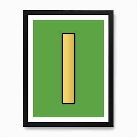 Letter I Gold Alphabet Green Art Print