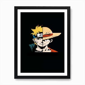 Naruto X Luffy Crossover Art Print