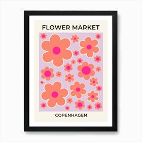 Flower Market Copenhagen Lavender Orange And Pink Art Print