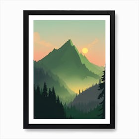 Misty Mountains Vertical Composition In Green Tone 205 Art Print