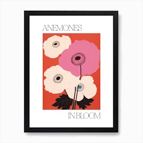 Anemones In Bloom Flowers Bold Illustration 3 Art Print