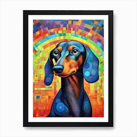 Dachshund abstract dog print Art Print