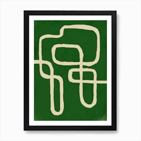 Abstract Linework On Neutral Green Art Print