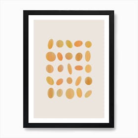 Bright Print Inspired by British Pebble Beaches in Yellow Tones Art Print