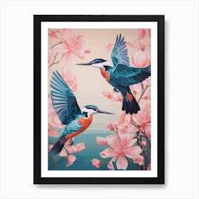 Vintage Japanese Inspired Bird Print Kingfisher 3 Art Print