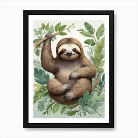 Cute Sloth Animal Illustration Art Print